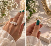 انگشتر مروارید سنگی؛ استیل ضدزنگ، ضدآب و ضدحساسیت.