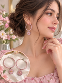 گوشواره مروارید با آویز گل های داوودی