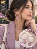 گوشواره مروارید با آویز گل های داوودی